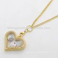 3mm 24" fashion floating charm heart locket chains, 22k gold jewelry chain necklace